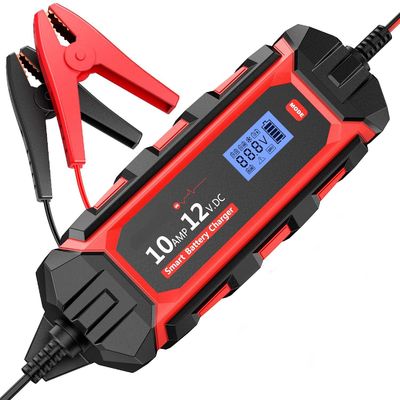IP65 12V 10A taşınabilir araba pil şarj cihazı 1M kablo uzunluğu ve atlama başlangıcı ile