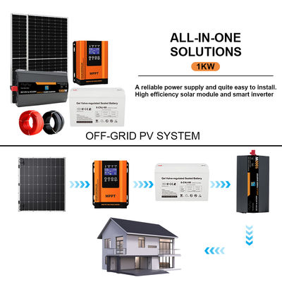 İyi bir fiyat. 1KW Tamamen Bağımsız Evler İçin Uzun Ömürlü GEL Akülü Güneş Enerjisi Kiti çevrimiçi